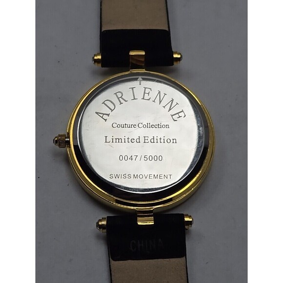 Womens Adrienne Couture Collection Gold Tone Crystal Dial Watch New Battery